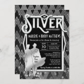 アートデコ シルバー ウェディング アニバーサリー グレートギャツビー 招待状 (正面/裏面)