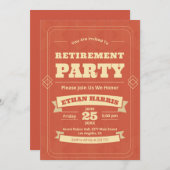 アートデコ シンプルなリタイアメント 招待状 (正面/裏面)