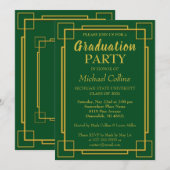 アートデコ スタイリッシュ ゴールド ボーダー 招待状 (正面/裏面)