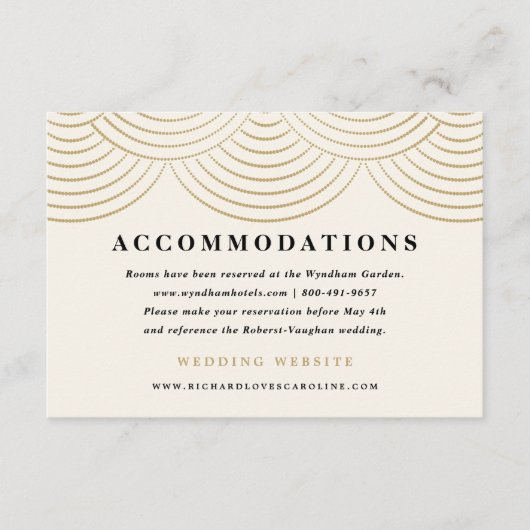 アートデコ ストリング ライト 封筒カード 象牙色 ゴールド エンクロージャーカード (正面)