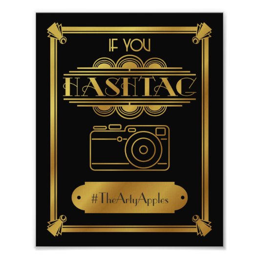 アートデコ，ソーシャルメディ結婚アのサイン，ハッシュタグ フォトプリント            (正面)