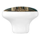 アートデコ ターコイズ ゴールド & ブラック ジオメトリック セラミックノブ (側面)