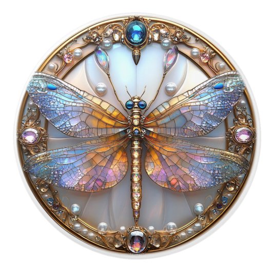 アートデコ ドラゴンフライ ジェム パール セラミックノブ (正面)