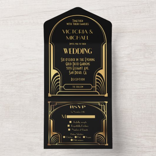 アートデコ・ヌーベル ウェディング オールインワン招待状 (内側)