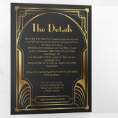 アートデコ・ヌーボー・ウェディング 三つ折り招待状 (内部最初)