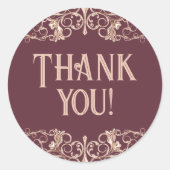 アートデコ・ヌーボー | バーガンディ ローズゴールド ありがとう ラウンドシール (正面)