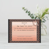 アートデコ ハート＆ソウル カッパー ユダヤ教 ウェディング 返信 招待状 (スタンド正面)