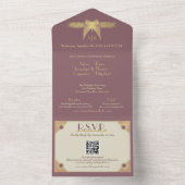 アートデコ バタフライ モノグラム ピンクゴールド ウェディング オールインワン招待状 (内側)