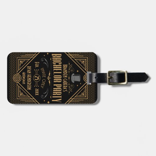 アートデコ バチェラーパーティー スピークイージー ギフト ラゲッジタグ (正面横)