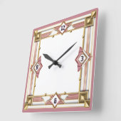 アートデコ ピンク スクエア壁時計 (傾斜)