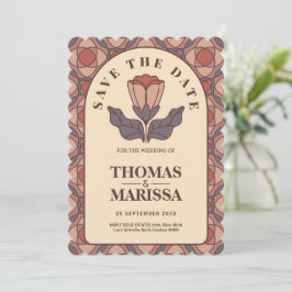 アートデコ フラワー セーブ・ザ・デート QRコード レトロ