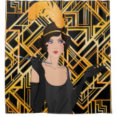 アートデコ,フリッパーガール,ヴィンテージ,ギ素晴らしャツビー,シック, シャワーカーテン (正面)