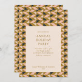 アートデコ ブラックゴールド 法人オフィス ホリデーパーティー 招待状 (正面/裏面)
