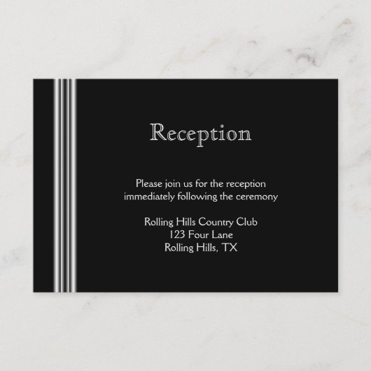 アートデコ ブラックホワイト メダリオン ウェディング レセプション エンクロージャーカード (正面)