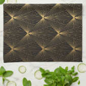 アートデコ，ブラック金ゴールド，シック，エレガント，パターン，クラッシー，tr キッチンタオル (折り畳み)
