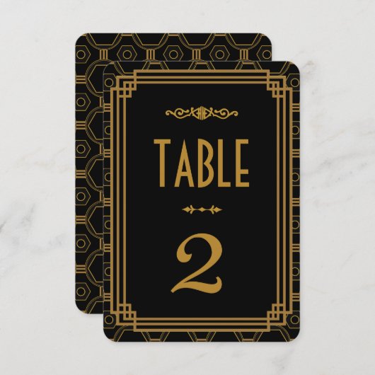 アートデコ ブラック ウェディング テーブル ナンバー 招待状 (正面/裏面)