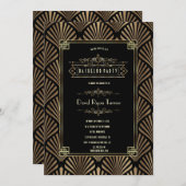 アートデコ ブラック ガツビー 1920年代 バチェラーパーティー 招待状 (正面/裏面)