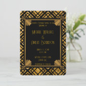 アートデコ ブラック ゴールドの結婚式招待状 招待状 (スタンド正面)
