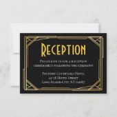 アートデコ ブラック ゴールド ウェディング レセプション グレートギャツビー 招待状 (正面)
