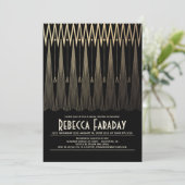 アートデコ ブラック ゴールド ガッツビー ブライズシャワー 招待状 (スタンド正面)