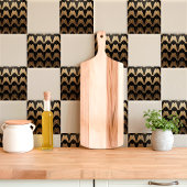 アートデコ ブラック＆ゴールド スカロップパターン タイル