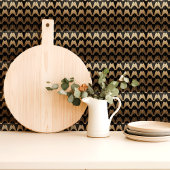 アートデコ ブラック＆ゴールド スカロップパターン タイル