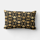 アートデコ ブラック ゴールド ファン 腰用クッション ランバークッション (裏面)