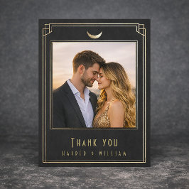 アートデコ ブラック ゴールド 結婚 御礼 ポストカード