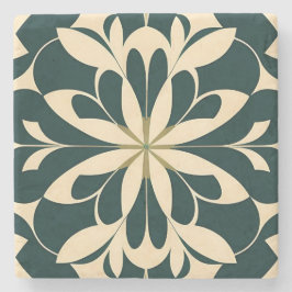 アートデコ ブラック フローラル ストーンコースター