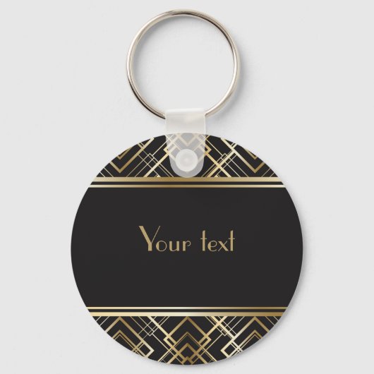 アートデコ,ブラック,金ゴールドエレガント,シック,モノグラム対応, c キーホルダー (正面)