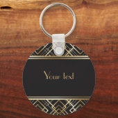 アートデコ,ブラック,金ゴールドエレガント,シック,モノグラム対応, c キーホルダー (正面)