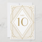 アートデコ ホワイト ゴールド テーブルナンバーカード 招待状 (裏面)