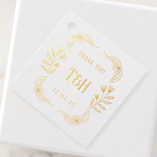 アートデコ ボタニカル フォイル ウェディング フェイバータグ