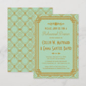 アートデコ ミント リハーサルディナー 招待状 (正面/裏面)