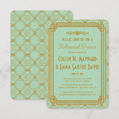 アートデコ ミント リハーサルディナー 招待状 (正面/裏面)