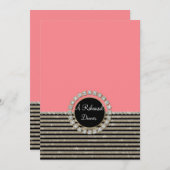 アートデコ モダン 水平ストライプ グリッター ルック 招待状 (正面/裏面)
