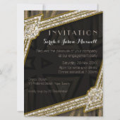 アートデコ ラスティックゴールド ロマンス 婚約 招待状 (裏面)