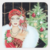 アートデコ・レトロヴィンテージクリスマスレディーシール スクエアシール (正面)