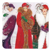 アートデコ・レトロヴィンテージクリスマスレディースシール