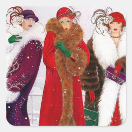 アートデコ・レトロヴィンテージクリスマスレディースシール スクエアシール