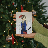 アートデコ レトロ ヴィンテージの女性にメッセージを追加 シーズンカード