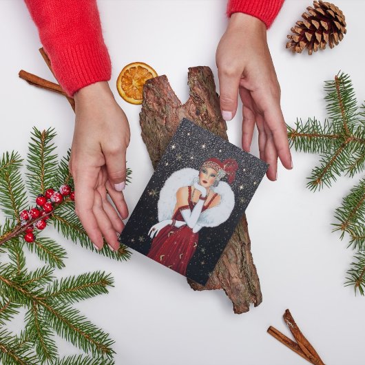 アートデコ レトロ ヴィンテージの女性 メッセージを追加 シーズンカード