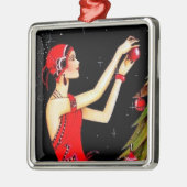 アートデコ・レトロ・ヴィンテージ・クリスマスレディ メタルオーナメント (左)