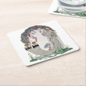 アートデコ ヴィンテージブライド スクエアペーパーコースター (アングル)