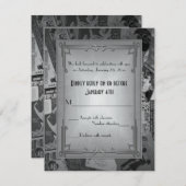 アートデコ ヴィンテージポスター ウェディング RSVP (正面/裏面)