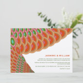 アートデコ ヴィンテージ スカロップ ファン ボヘミア アジアン ウェディング 招待状 (スタンド正面)