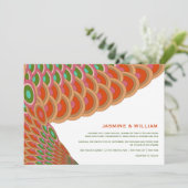 アートデコ ヴィンテージ スカロップ ファン ボヘミア アジアン ウェディング 招待状 (スタンド正面)