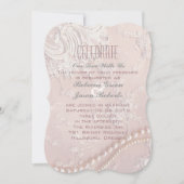 アートデコ ヴィンテージ パールレース ブラッシュピンク ウェディング 招待状 (正面)