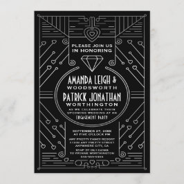 アートデコ ヴィンテージ 婚約パーティ 招待状