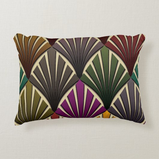 アートデコ，新しい，ハンターグリーン，ネイビーブルー，イエロー，ヴィン アクセントクッション (正面)
